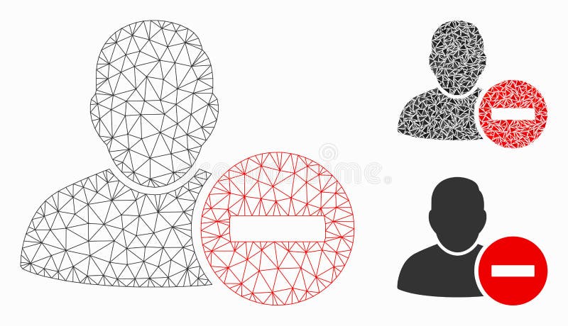 Remove User Vector Mesh 2D Model and Triangle Mosaic Icon royalty free illustration