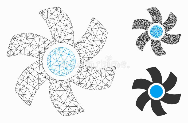 Rotor Vector Mesh Wire Frame Model and Triangle Mosaic Icon vector illustration