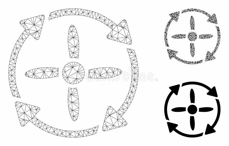 Rotor Vector Mesh Wire Frame Model and Triangle Mosaic Icon royalty free illustration