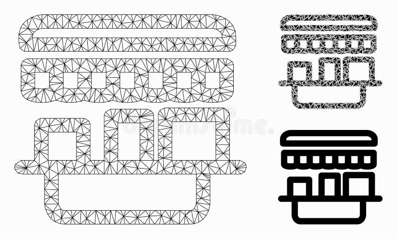 Shop Vector Mesh 2D Model and Triangle Mosaic Icon royalty free illustration