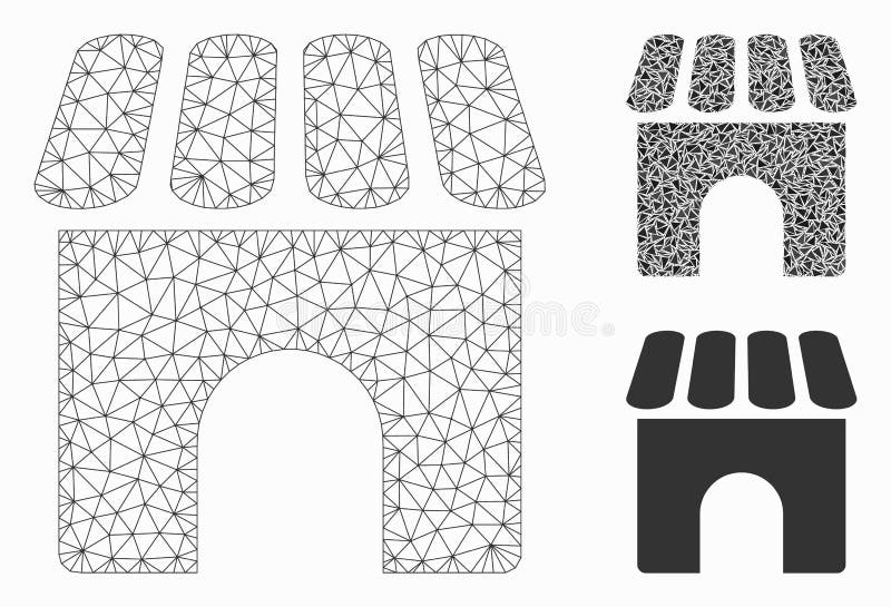 Shop Vector Mesh 2D Model and Triangle Mosaic Icon stock illustration
