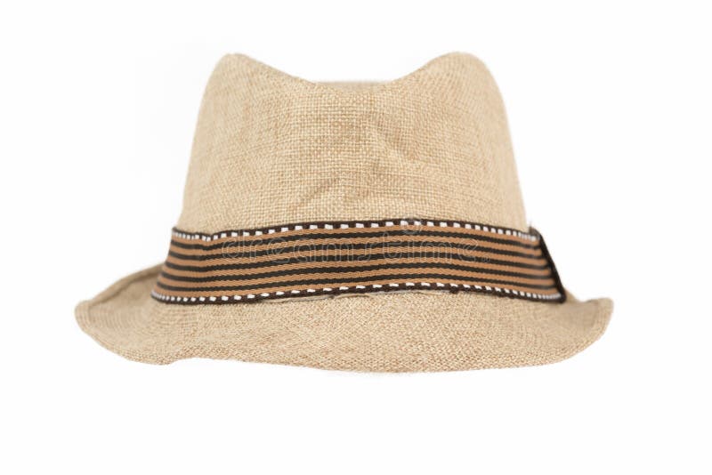 Mesh Tan Fedora Hat on White Stock Photo - Image of classic, accessory ...