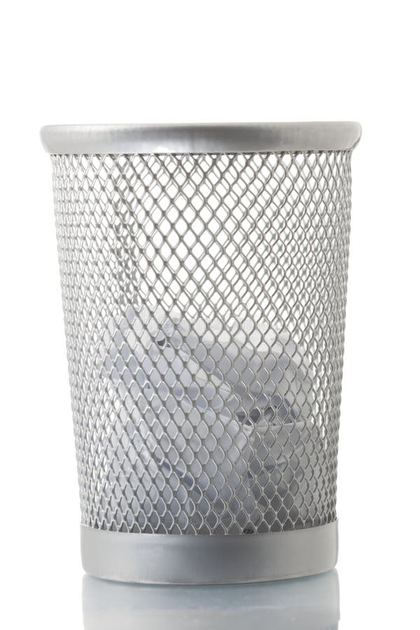 Mesh trash bin with some paper