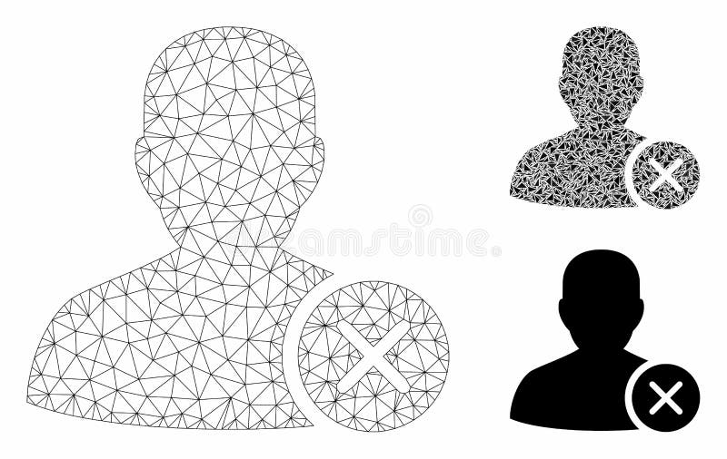 User Erase Vector Mesh Carcass Model and Triangle Mosaic Icon stock illustration