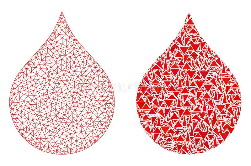 Polygonal Network Mesh Blood Drop and Mosaic Icon royalty free illustration Polygonal Network Mesh Blood Drop and Mosaic Icon royalty free illustration