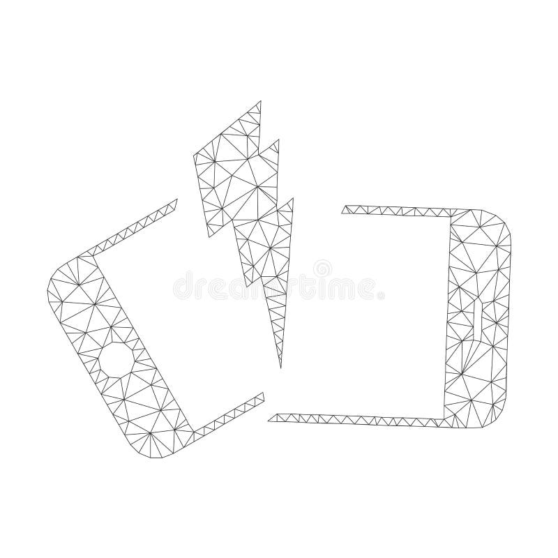 Mesh Vector Broken Smartphone Icon stock illustratie Mesh Vector Broken Smartphone Icon stock illustratie