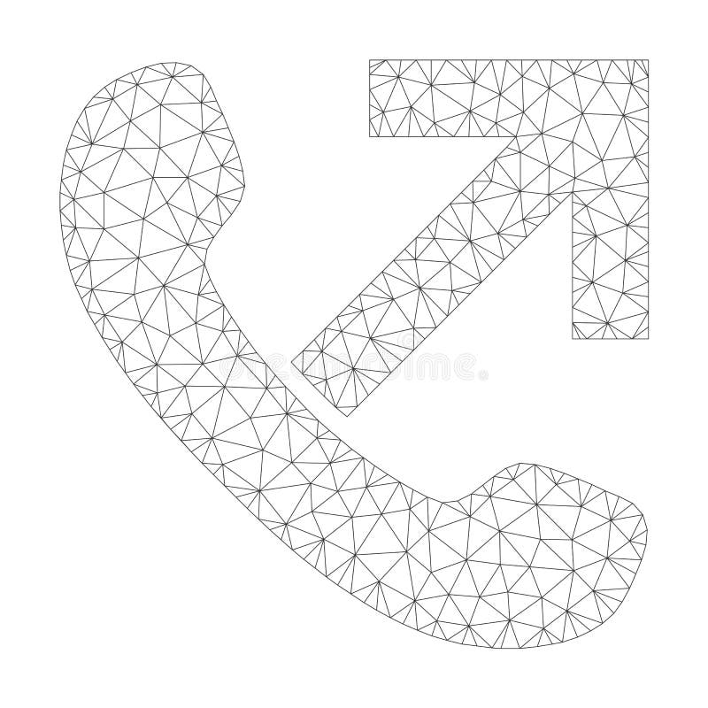 Polygonal vector outgoing call icon on a white background. Polygonal carcass dark gray outgoing call image in lowpoly style with combined triangles, nodes and lines. Outgoing call vectors