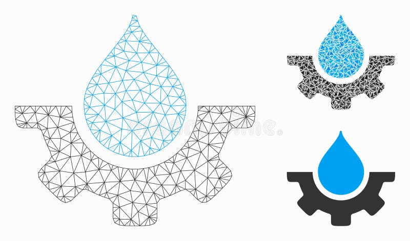 Water Service Vector Mesh Wire Frame Model and Triangle Mosaic Icon vector illustration