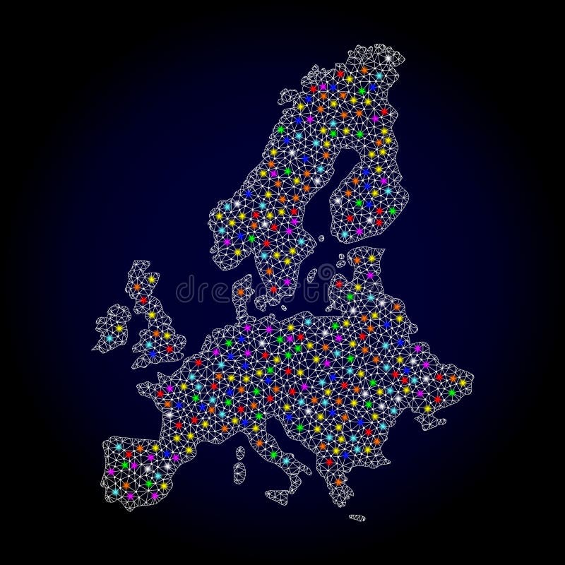 Mesh Wire Frame Map de la unión euro con los puntos ligeros brillantes libre illustration Mesh Wire Frame Map de la unión euro con los puntos ligeros brillantes libre illustration