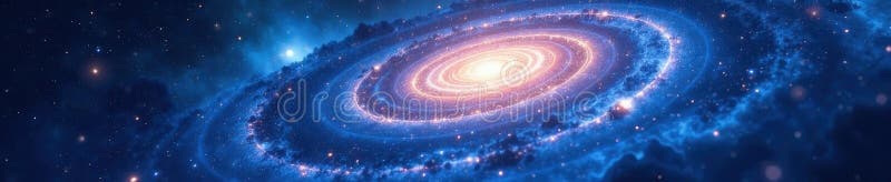 Mesmerisierend blauer Spiralgalaxie dynamische Nebel stellare Tapeten Farben stock abbildung