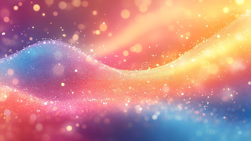 Dreamlike luminous wave with vibrant colors and twinkling bokeh effects royalty free illustration