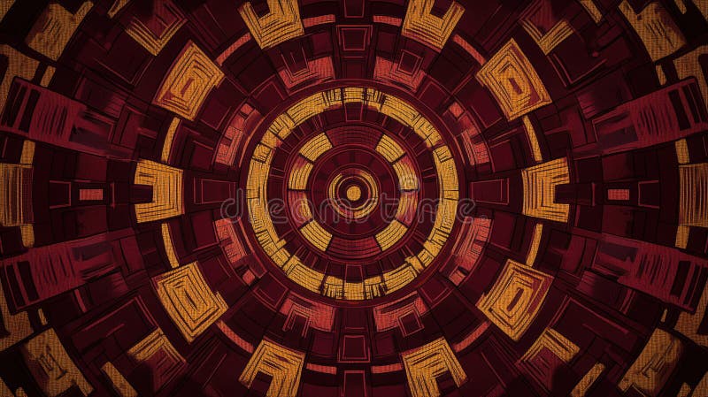 Mesmerizing abstract design featuring concentric circles in warm red and yellow tones, creating sense of depth and movement. royalty free illustration
