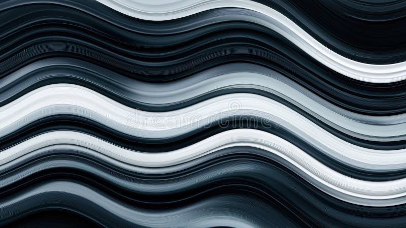 A mesmerizing abstract pattern of black white and gray waves the image presents wavy lines that create sense movement rhythm are fotografie stock