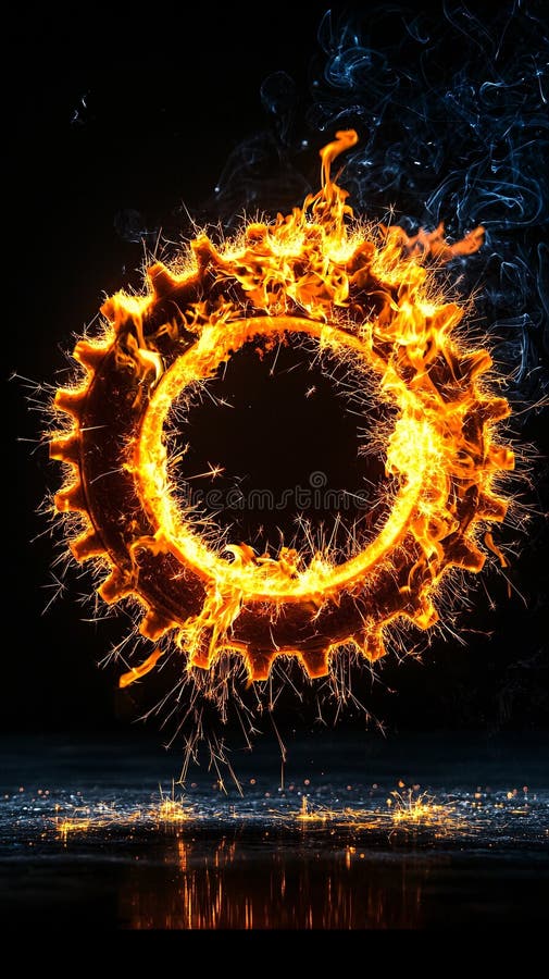 Burning gear stock illustration