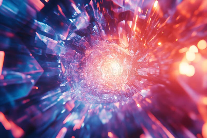 A mesmerizing 3D abstract background showcasing a swirling vortex of luminous, iridescent fractals royalty free stock images