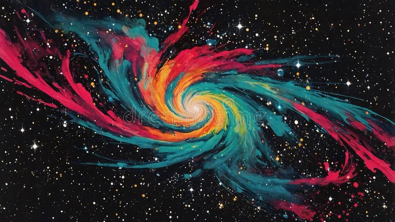 Vibrant swirling galaxy with bright colors and cosmic feel royalty free illustration