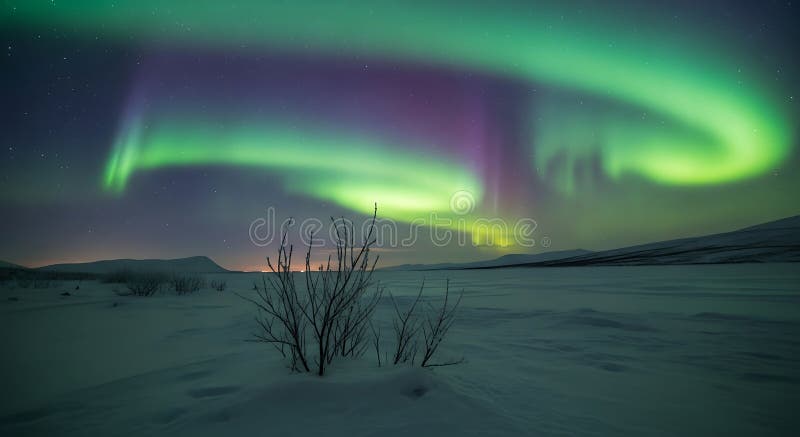A mesmerizing display of the aurora borealis generated stock illustration
