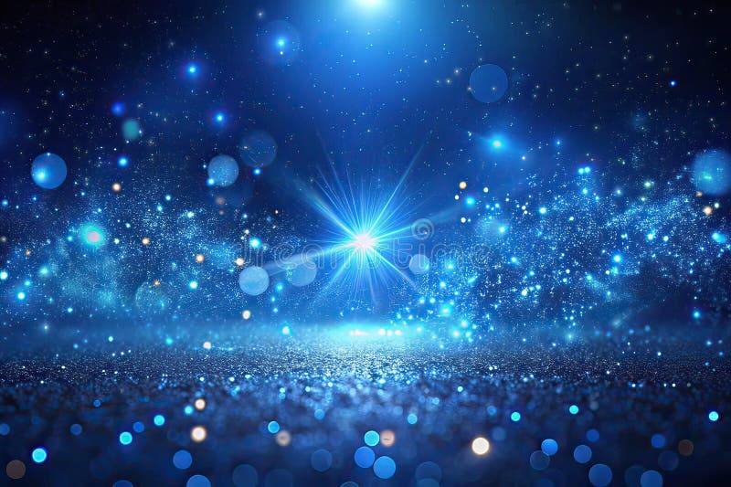 A Mesmerizing Display of Glowing Particles in Infinite Dark Blue Space A Minimalist Abstract Digital Art Piece for stock illustration