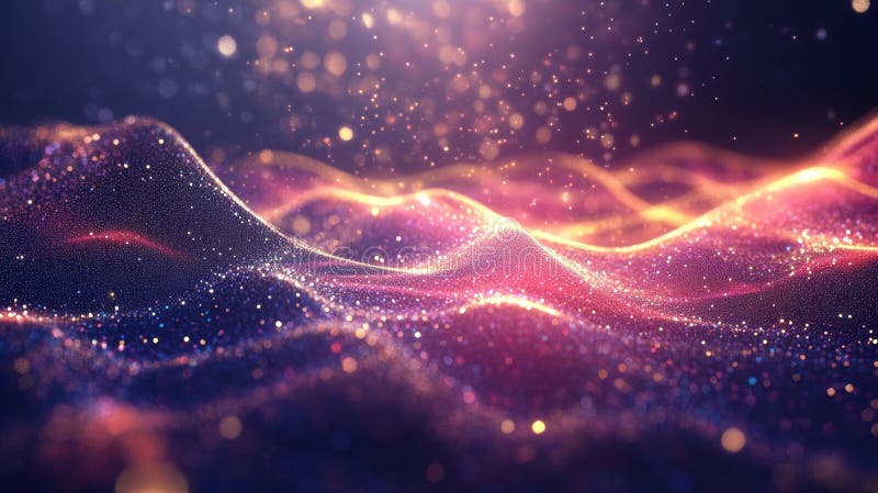 Mesmerizing display of vivid particle wave visualizing sound and music in a captivating manner royalty free illustration