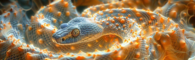 A mesmerizing fractal snake coils and slithers stock illustration
