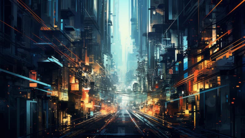 Mesmerizing hyper zoomed in scene painting stock illustration