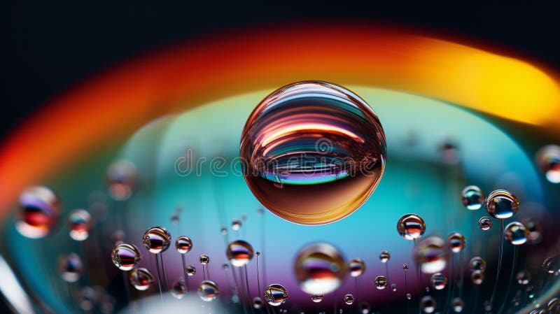 A mesmerizing hyper zoomed in view of a water droplet stock illustration