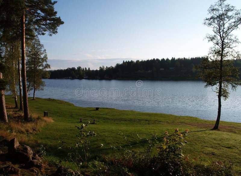 Mesmerizing scenery of a calm lake in Sweden royalty free stock images