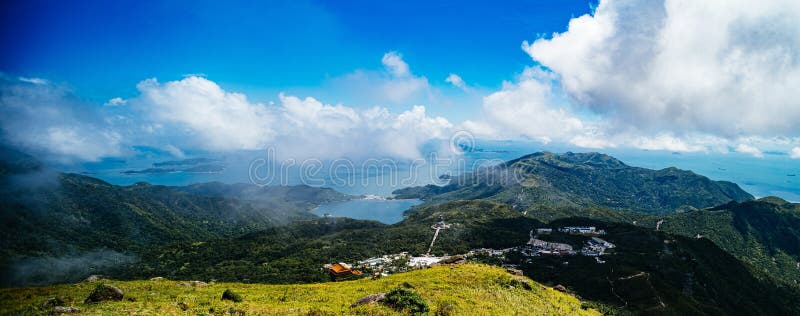 Mesmerizing scenery of mountains with blue sky in the background royalty free stock image