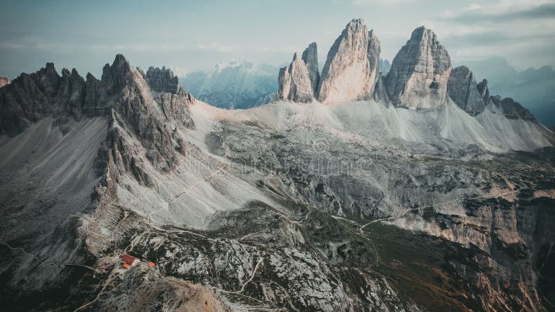 Mesmerizing scenery of snow covered rocky mountains stock image