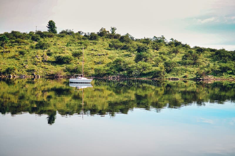Mesmerizing scenery of a tranquil lake stock photos