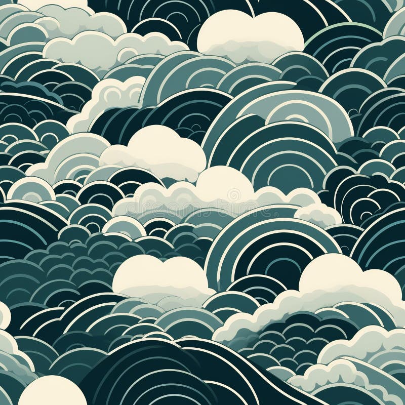 Seigaiha Waves: Interlocking Circles Pattern Stock Illustration