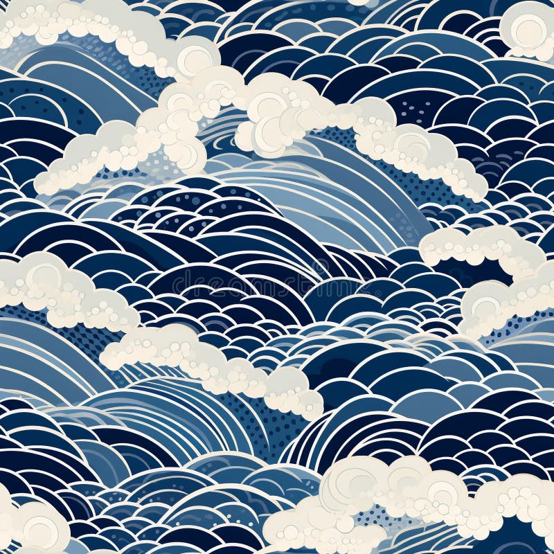 Seigaiha Waves: Interlocking Circles Pattern Stock Illustration