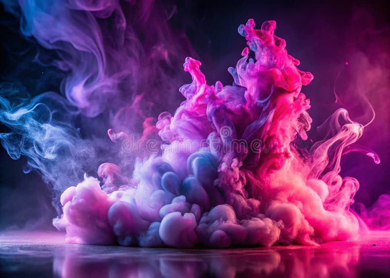 A mesmerizing swirl of vibrant purple and pink smoke creating a captivating abstract background This dynamic color royalty free illustration