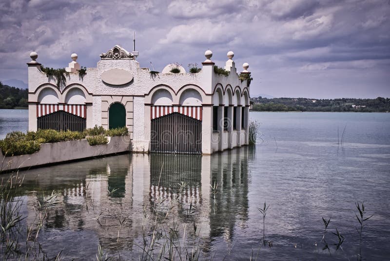 Mesmerizing view of the Estany de Banyoles in the water in Banyoles Spain stock images