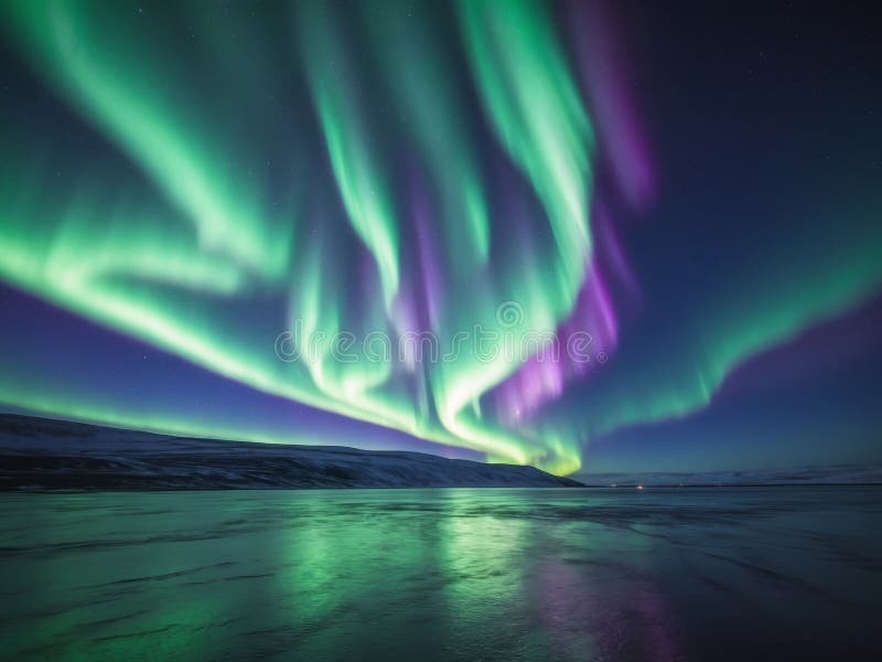A mesmerizing view of the northern lights dancing fotografia stock libera da diritti.
