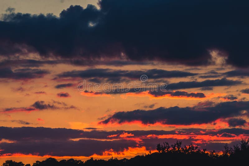 Mesmerizing view of orange sunset royalty free stock photos