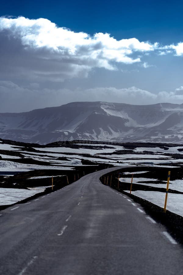 A mesmerizing view of snow-covered roads stock photos