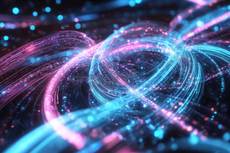 A mesmerizing visualization of quantum energy fields, forming intricate patterns of glowing stock photography