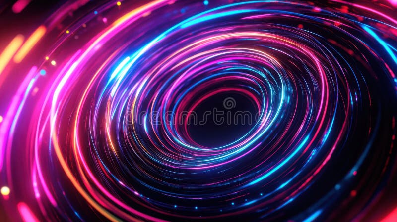 Mesmeryzujący Neon Vortex z dynamicznymi szlakami świetlnymi i ruchem abstrakcyjnym ilustracja wektor