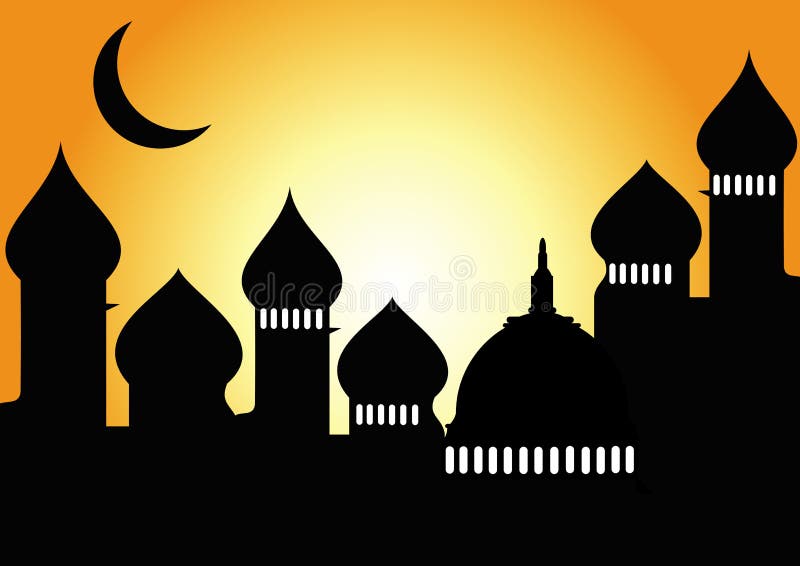 Mesquita com lua crescente ilustração stock