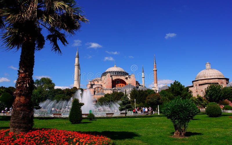 The holy mosque (now a museum) known as Hagia Sophia in Istanbul, Turkey. The holy mosque (now a museum) known as Hagia Sophia in Istanbul, Turkey.