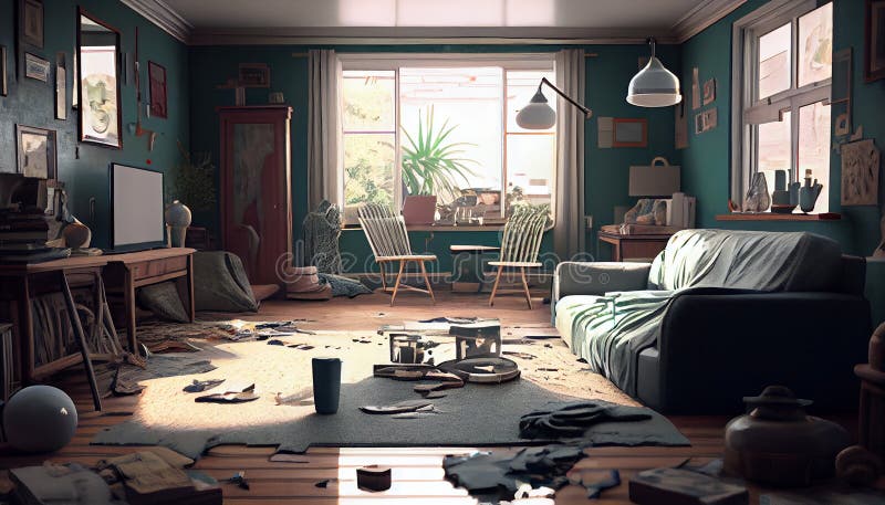 Mess, Disorder and Interior Concept - View of Messy Home Kids Room