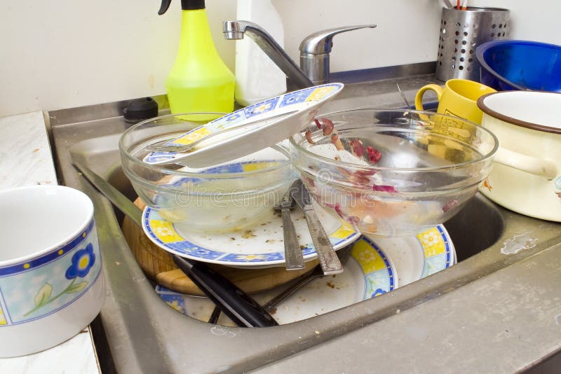 Dirty Dishes in Kitchen Sink. Stock Image Image of plates, pans 5917797