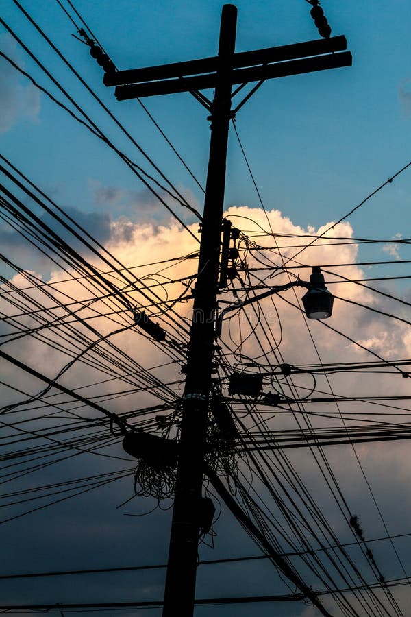 Mess of wires in Gracias town, Hondur stock photo Mess of wires in Gracias town, Hondur stock photo