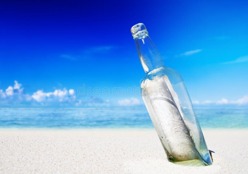 Message Bottle Beach Letter Message Concept stock image