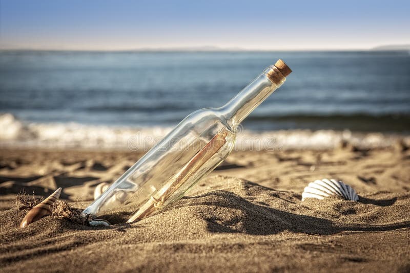 Message In A Bottle On A Deserted Beach Stock Photo Image of hope