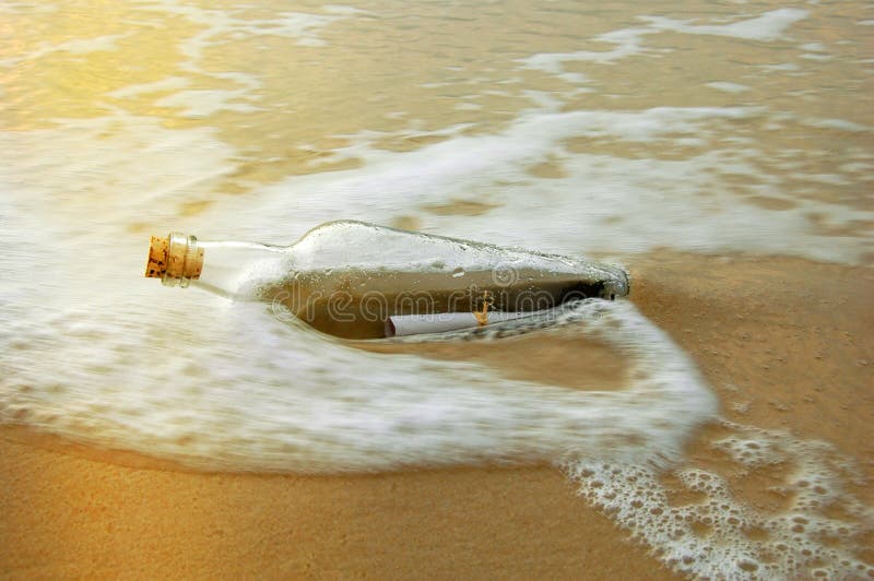 Message in a Bottle at Sunset