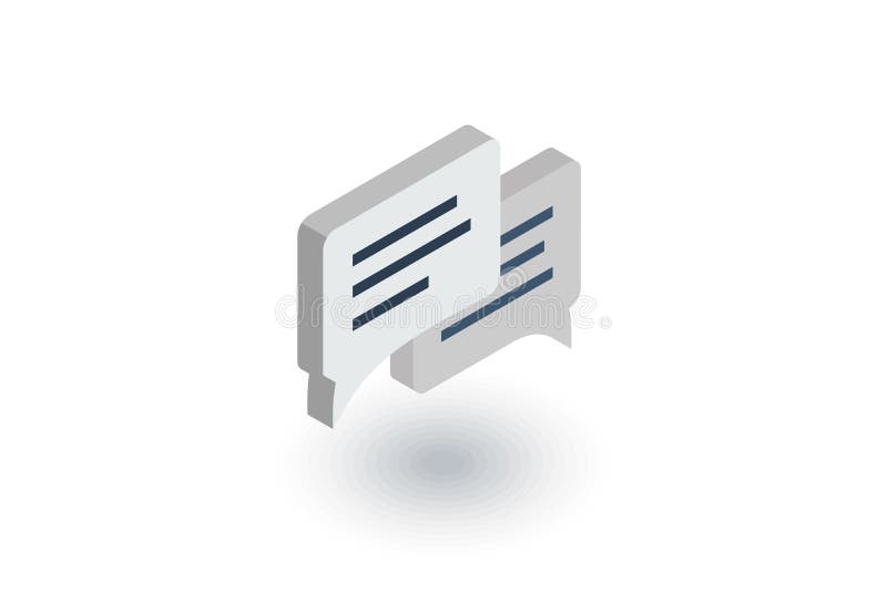 Message, chat, speech bubble, talk, dialog isometric flat icon. 3d vector royalty free illustration