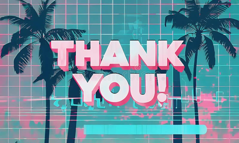 Message de remerciement futuriste rétro avec Palm Trees illustration libre de droits