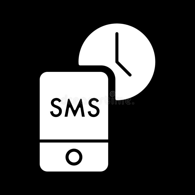 Message Time Vector Icon. Style is Line Symbol, White Color Stock